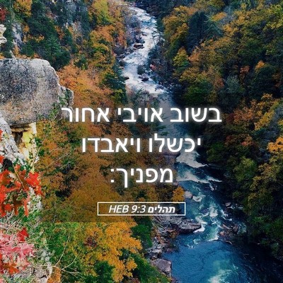 Picture 05 - תהלים 9:3 HEB - בשוב אויבי אחור יכשלו - Bible Verse Picture
