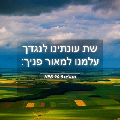 Picture 05 - תהלים 90:8 HEB - שת עונתינו לנגדך עלמנו - Bible Verse Picture