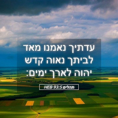 Picture 05 - תהלים 93:5 HEB - עדתיך נאמנו מאד לביתך נאוה - Bible Verse Picture
