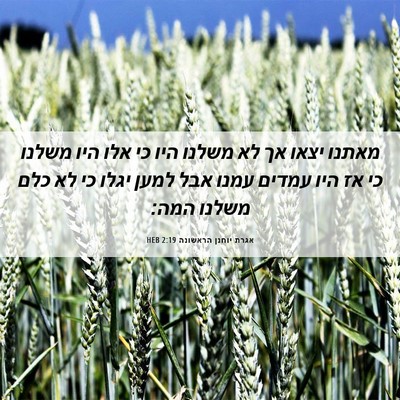 Picture 06 - אגרת יוחנן הראשונה 2:19 HEB - מאתנו יצאו אך לא משלנו היו - Bible Verse Picture