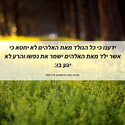 Picture 06 - אגרת יוחנן הראשונה 5:18 HEB - ידענו כי כל הנולד מאת - Bible Verse Picture