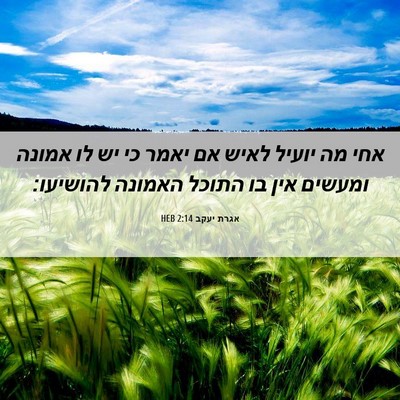 Picture 06 - אגרת יעקב 2:14 HEB - אחי מה יועיל לאיש אם יאמר - Bible Verse Picture