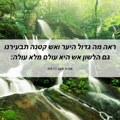 Picture 06 - אגרת יעקב 3:5 HEB - ראה מה גדול היער ואש קטנה - Bible Verse Picture