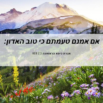 Picture 06 - אגרת כיפא הראשונה 2:3 HEB - אם אמנם טעמתם כי טוב - Bible Verse Picture