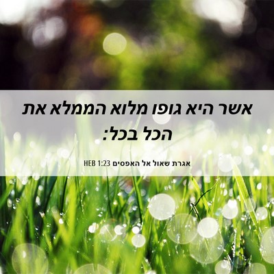 Picture 06 - אגרת שאול אל האפסים 1:23 HEB - אשר היא גופו מלוא הממלא את - Bible Verse Picture