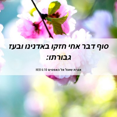 Picture 06 - אגרת שאול אל האפסים 6:10 HEB - סוף דבר אחי חזקו באדנינו - Bible Verse Picture