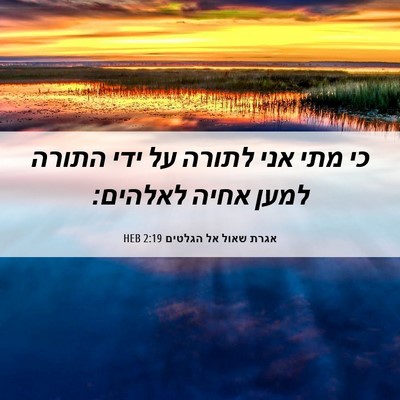 Picture 06 - אגרת שאול אל הגלטים 2:19 HEB - כי מתי אני לתורה על ידי - Bible Verse Picture