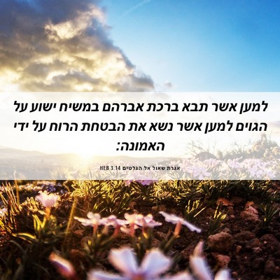 Picture 06 - אגרת שאול אל הגלטים 3:14 HEB - למען אשר תבא ברכת אברהם - Bible Verse Picture
