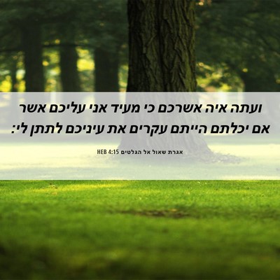 Picture 06 - אגרת שאול אל הגלטים 4:15 HEB - ועתה איה אשרכם כי מעיד אני - Bible Verse Picture