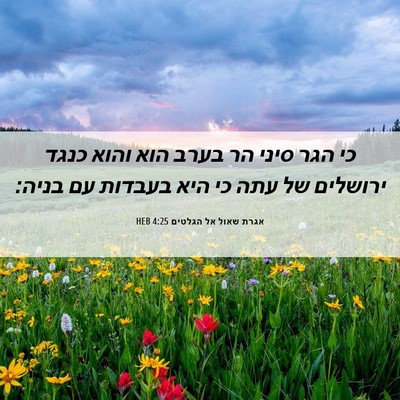 Picture 06 - אגרת שאול אל הגלטים 4:25 HEB - כי הגר סיני הר בערב הוא - Bible Verse Picture