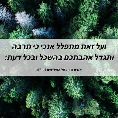 Picture 06 - אגרת שאול אל הפיליפים 1:9 HEB - ועל זאת מתפלל אנכי כי תרבה - Bible Verse Picture