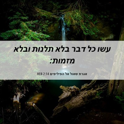 Picture 06 - אגרת שאול אל הפיליפים 2:14 HEB - עשו כל דבר בלא תלנות ובלא - Bible Verse Picture
