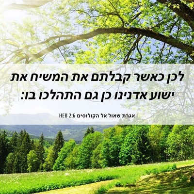 Picture 06 - אגרת שאול אל הקולוסים 2:6 HEB - לכן כאשר קבלתם את המשיח את - Bible Verse Picture
