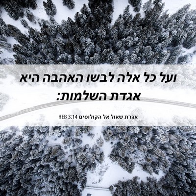 Picture 06 - אגרת שאול אל הקולוסים 3:14 HEB - ועל כל אלה לבשו האהבה היא - Bible Verse Picture