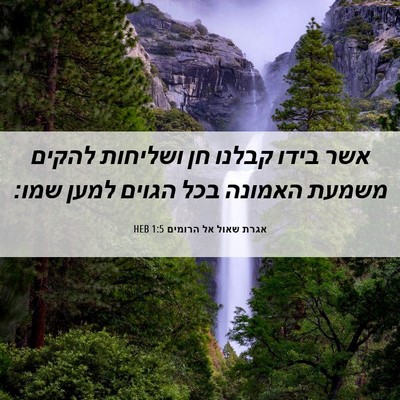 Picture 06 - אגרת שאול אל הרומים 1:5 HEB - אשר בידו קבלנו חן ושליחות - Bible Verse Picture