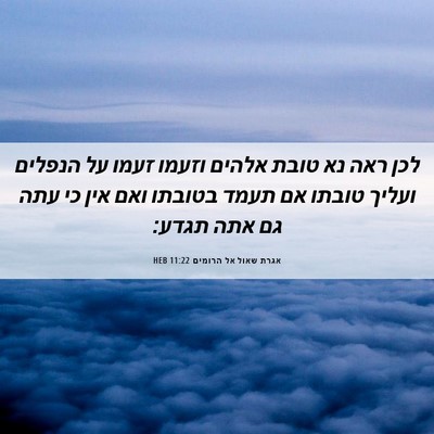 Picture 06 - אגרת שאול אל הרומים 11:22 HEB - לכן ראה נא טובת אלהים וזעמו - Bible Verse Picture