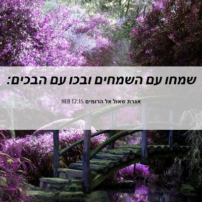 Picture 06 - אגרת שאול אל הרומים 12:15 HEB - שמחו עם השמחים ובכו עם - Bible Verse Picture