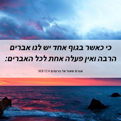 Picture 06 - אגרת שאול אל הרומים 12:4 HEB - כי כאשר בגוף אחד יש לנו - Bible Verse Picture