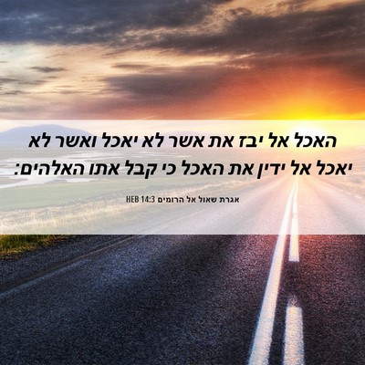 Picture 06 - אגרת שאול אל הרומים 14:3 HEB - האכל אל יבז את אשר לא יאכל - Bible Verse Picture