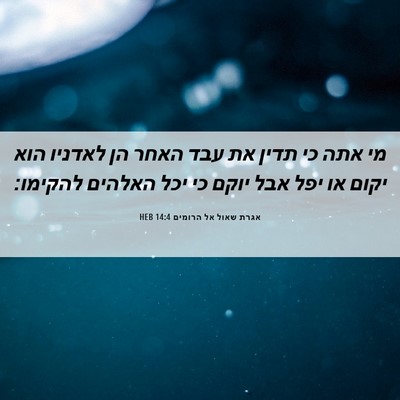 Picture 06 - אגרת שאול אל הרומים 14:4 HEB - מי אתה כי תדין את עבד האחר - Bible Verse Picture