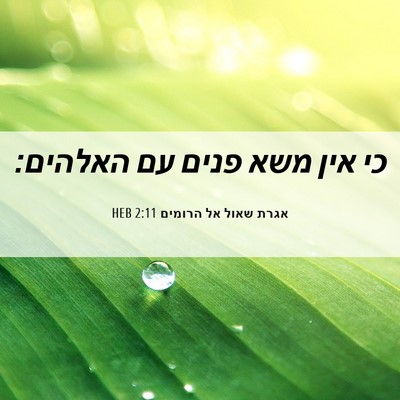 Picture 06 - אגרת שאול אל הרומים 2:11 HEB - כי אין משא פנים עם - Bible Verse Picture