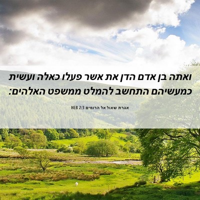 Picture 06 - אגרת שאול אל הרומים 2:3 HEB - ואתה בן אדם הדן את אשר פעלו - Bible Verse Picture