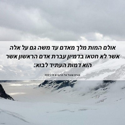 Picture 06 - אגרת שאול אל הרומים 5:14 HEB - אולם המות מלך מאדם עד משה - Bible Verse Picture