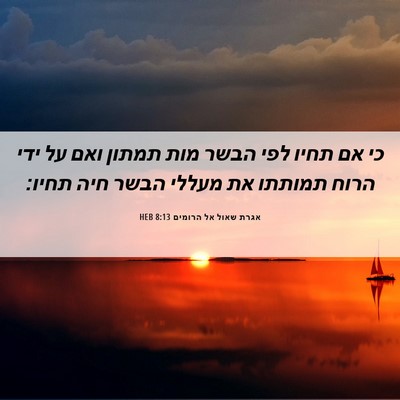 Picture 06 - אגרת שאול אל הרומים 8:13 HEB - כי אם תחיו לפי הבשר מות - Bible Verse Picture