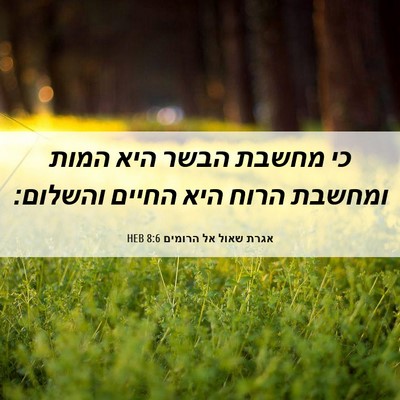 Picture 06 - אגרת שאול אל הרומים 8:6 HEB - כי מחשבת הבשר היא המות - Bible Verse Picture