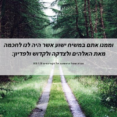Picture 06 - אגרת שאול הראשונה אל הקורינתים 1:30 HEB - וממנו אתם במשיח ישוע אשר - Bible Verse Picture
