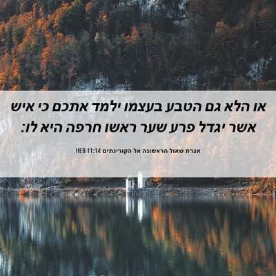 Picture 06 - אגרת שאול הראשונה אל הקורינתים 11:14 HEB - או הלא גם הטבע בעצמו ילמד - Bible Verse Picture