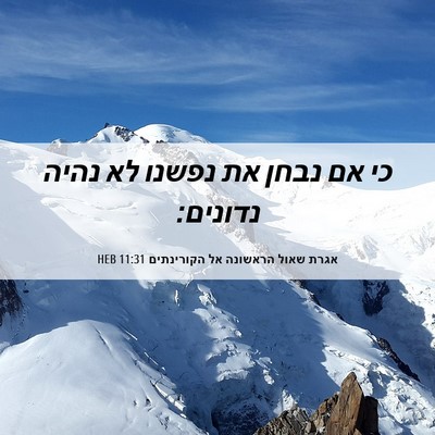 Picture 06 - אגרת שאול הראשונה אל הקורינתים 11:31 HEB - כי אם נבחן את נפשנו לא נהיה - Bible Verse Picture