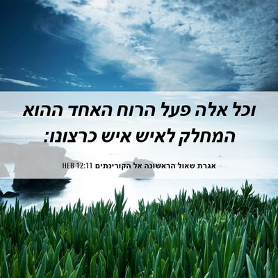 Picture 06 - אגרת שאול הראשונה אל הקורינתים 12:11 HEB - וכל אלה פעל הרוח האחד ההוא - Bible Verse Picture