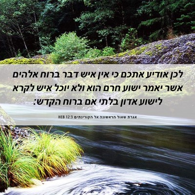 Picture 06 - אגרת שאול הראשונה אל הקורינתים 12:3 HEB - לכן אודיע אתכם כי אין איש - Bible Verse Picture