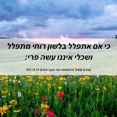 Picture 06 - אגרת שאול הראשונה אל הקורינתים 14:14 HEB - כי אם אתפלל בלשון רוחי - Bible Verse Picture