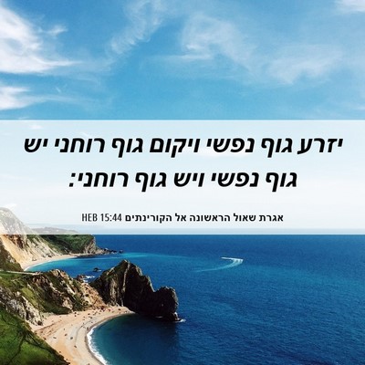 Picture 06 - אגרת שאול הראשונה אל הקורינתים 15:44 HEB - יזרע גוף נפשי ויקום גוף - Bible Verse Picture