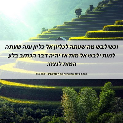 Picture 06 - אגרת שאול הראשונה אל הקורינתים 15:54 HEB - וכשילבש מה שעתה לכליון אל - Bible Verse Picture