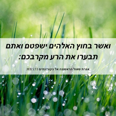Picture 06 - אגרת שאול הראשונה אל הקורינתים 5:13 HEB - ואשר בחוץ האלהים ישפטם - Bible Verse Picture