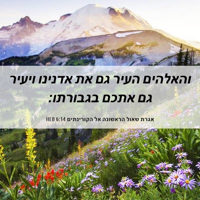 Picture 06 - אגרת שאול הראשונה אל הקורינתים 6:14 HEB - והאלהים העיר גם את אדנינו - Bible Verse Picture
