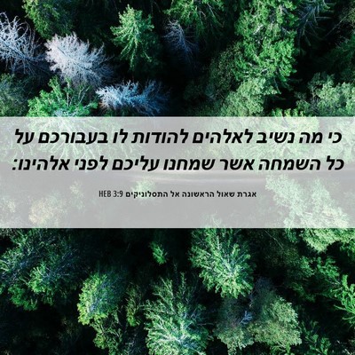 Picture 06 - אגרת שאול הראשונה אל התסלוניקים 3:9 HEB - כי מה נשיב לאלהים להודות לו - Bible Verse Picture