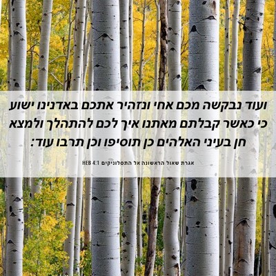Picture 06 - אגרת שאול הראשונה אל התסלוניקים 4:1 HEB - ועוד נבקשה מכם אחי ונזהיר - Bible Verse Picture