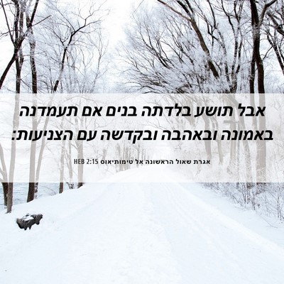 Picture 06 - אגרת שאול הראשונה אל טימותיאוס 2:15 HEB - אבל תושע בלדתה בנים אם - Bible Verse Picture