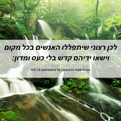 Picture 06 - אגרת שאול הראשונה אל טימותיאוס 2:8 HEB - לכן רצוני שיתפללו האנשים - Bible Verse Picture