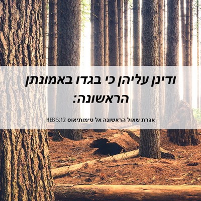 Picture 06 - אגרת שאול הראשונה אל טימותיאוס 5:12 HEB - ודינן עליהן כי בגדו - Bible Verse Picture