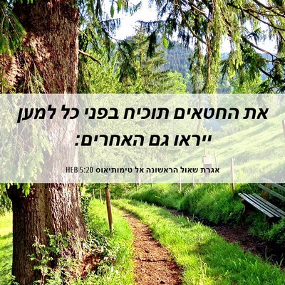 Picture 06 - אגרת שאול הראשונה אל טימותיאוס 5:20 HEB - את החטאים תוכיח בפני כל - Bible Verse Picture