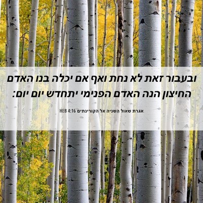 Picture 06 - אגרת שאול השניה אל הקורינתים 4:16 HEB - ובעבור זאת לא נחת ואף אם - Bible Verse Picture