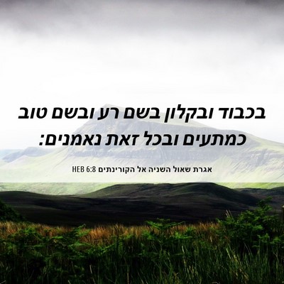 Picture 06 - אגרת שאול השניה אל הקורינתים 6:8 HEB - בכבוד ובקלון בשם רע ובשם - Bible Verse Picture