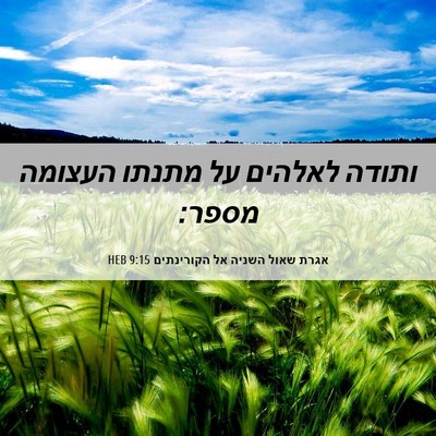 Picture 06 - אגרת שאול השניה אל הקורינתים 9:15 HEB - ותודה לאלהים על מתנתו - Bible Verse Picture