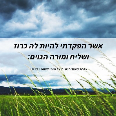 Picture 06 - אגרת שאול השניה אל טימותיאוס 1:11 HEB - אשר הפקדתי להיות לה כרוז - Bible Verse Picture