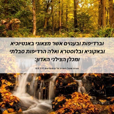 Picture 06 - אגרת שאול השניה אל טימותיאוס 3:11 HEB - וברדיפות ובענוים אשר - Bible Verse Picture